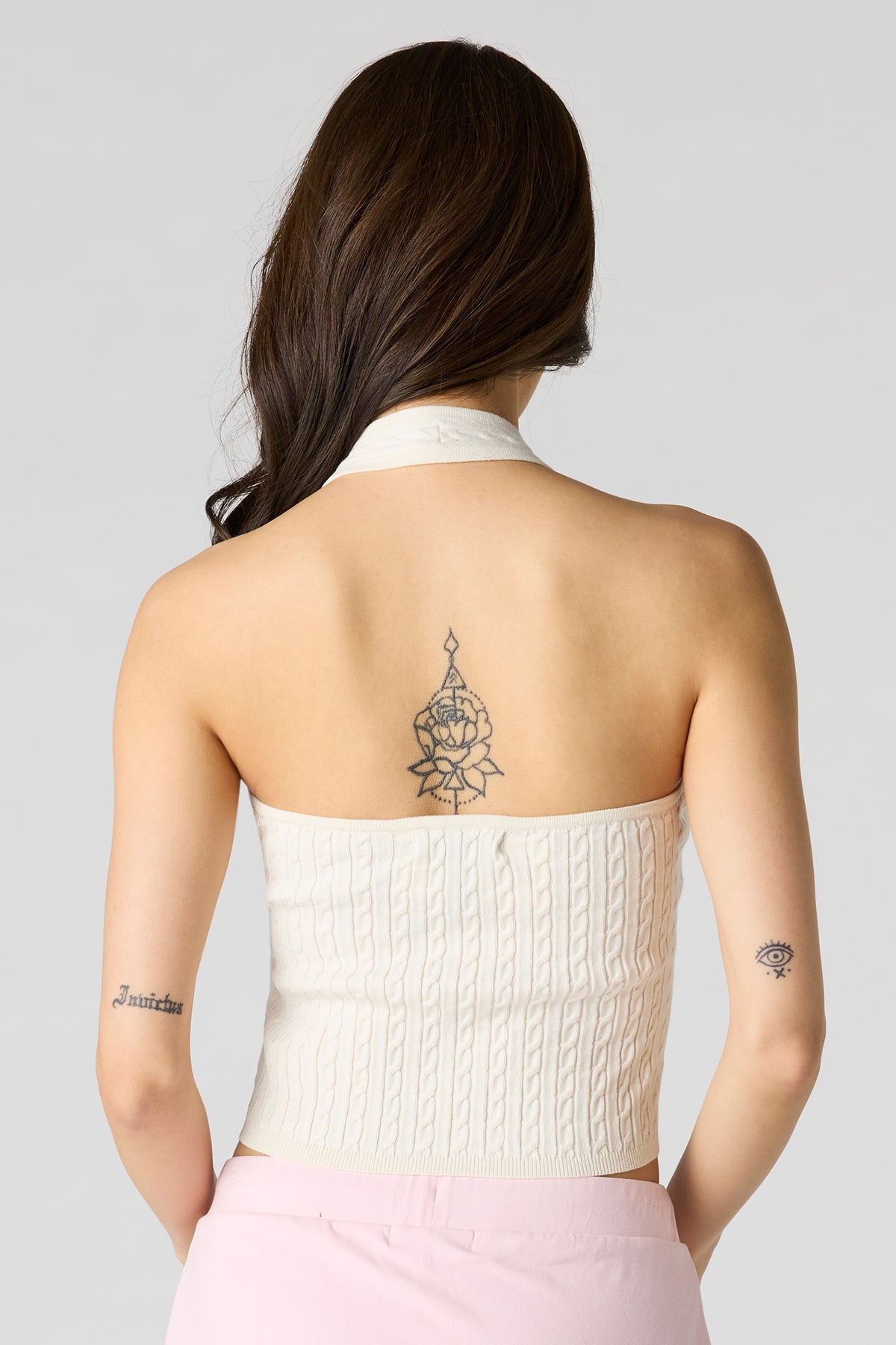 Alt View 2. Cable Knit Halter Top - Ivory
