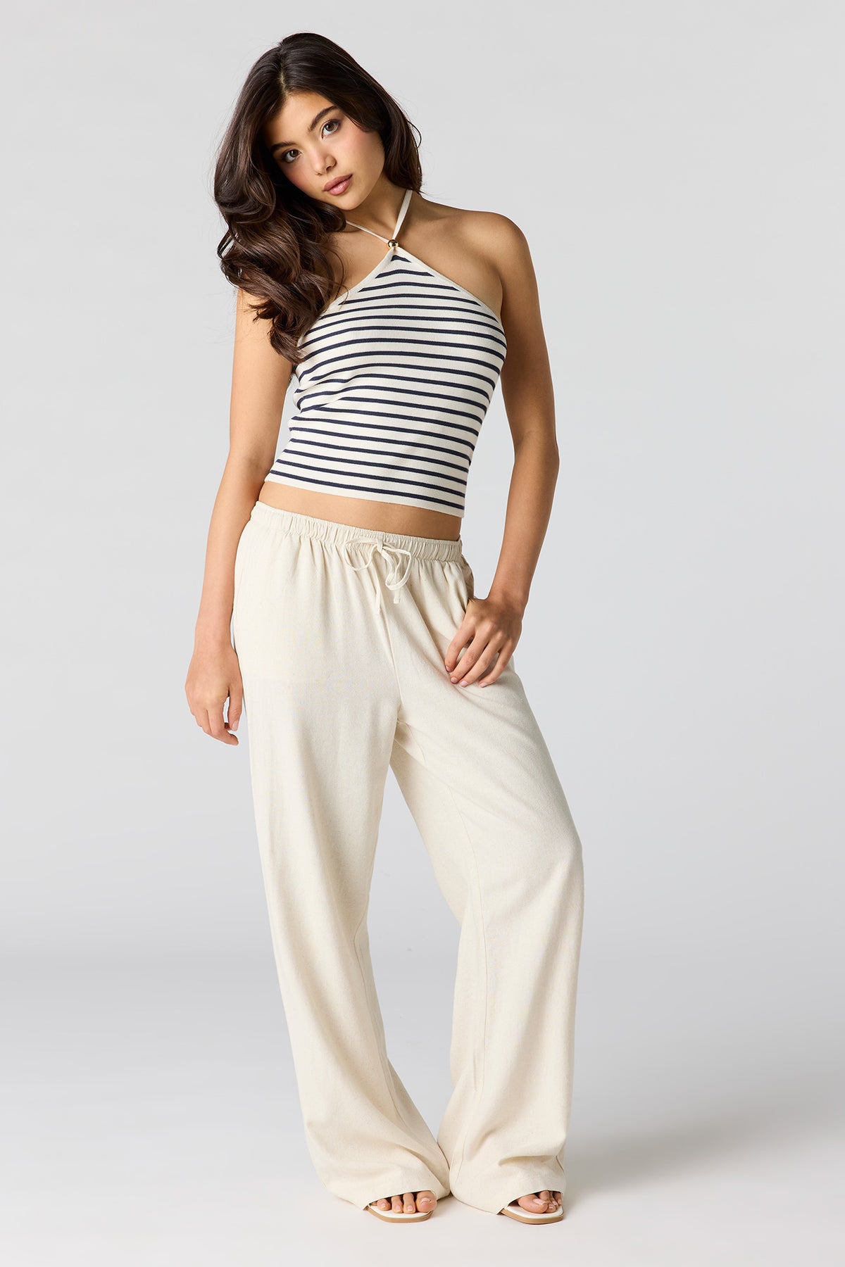 Alt View 3. Striped Halter Top - Ivory