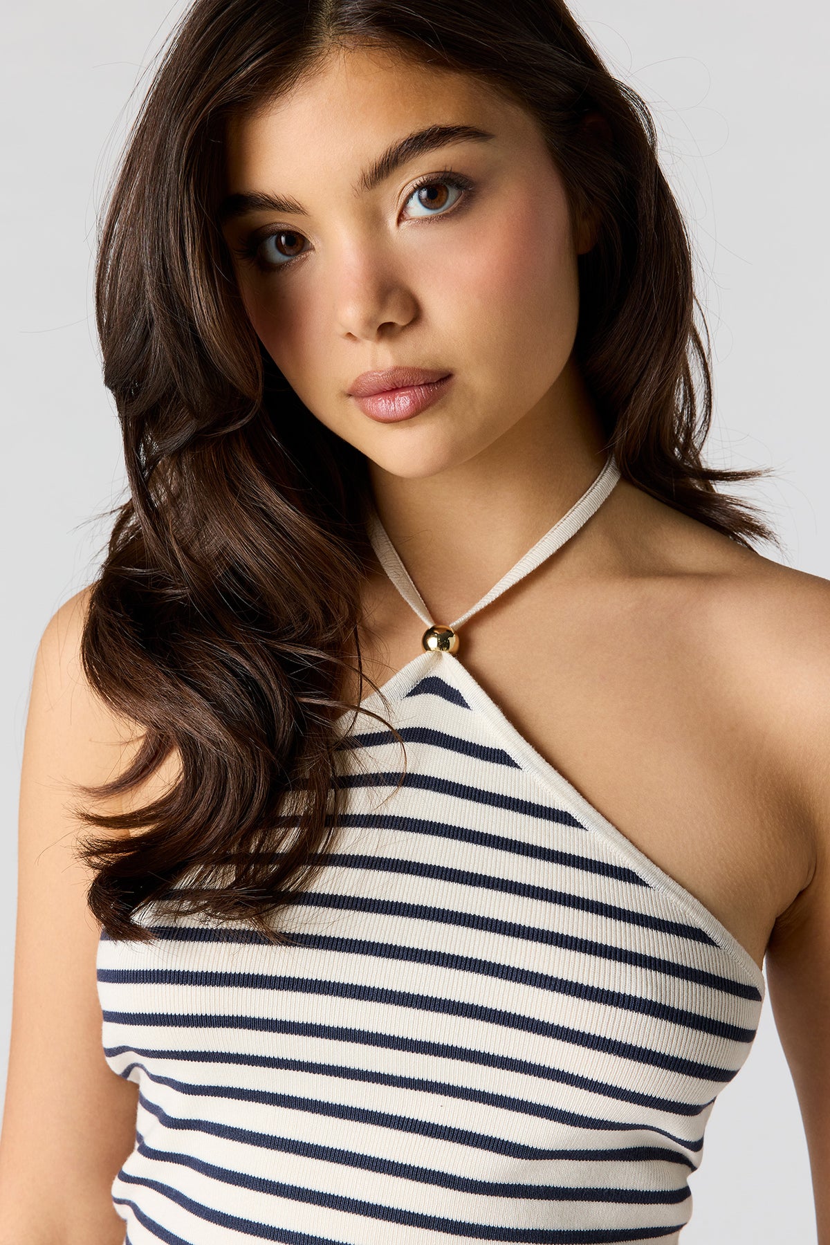 Alt View 4. Striped Halter Top - Ivory