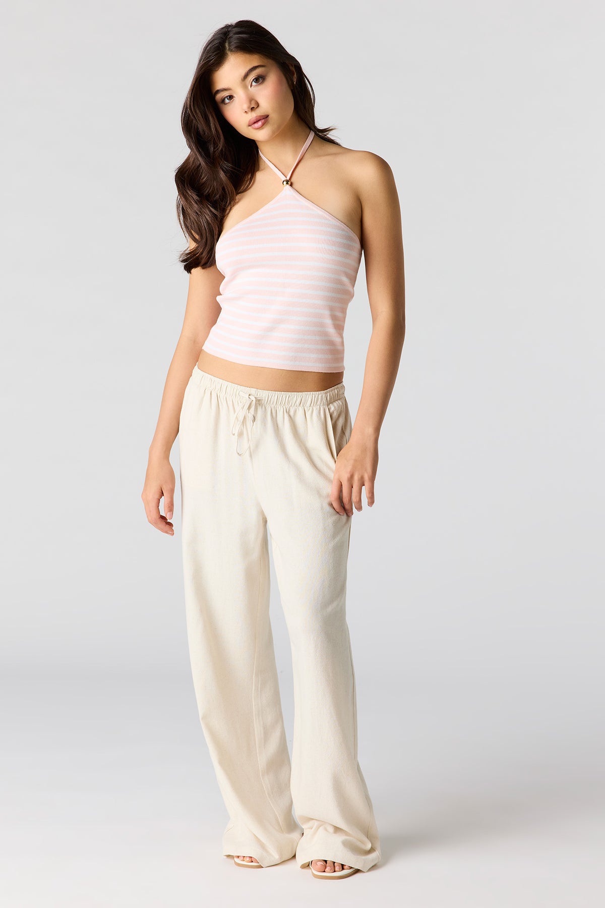 Alt View 3. Striped Halter Top - Pink