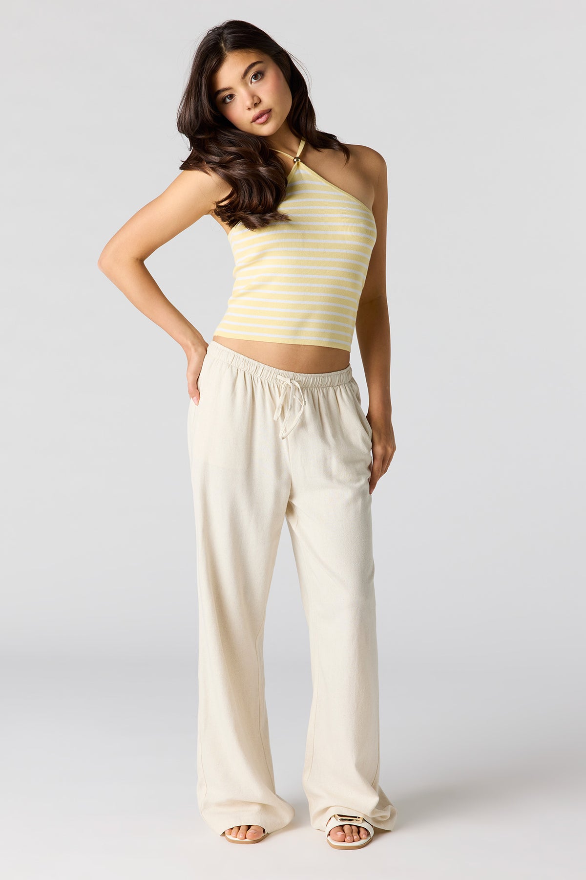 Alt View 3. Striped Halter Top - Yellow