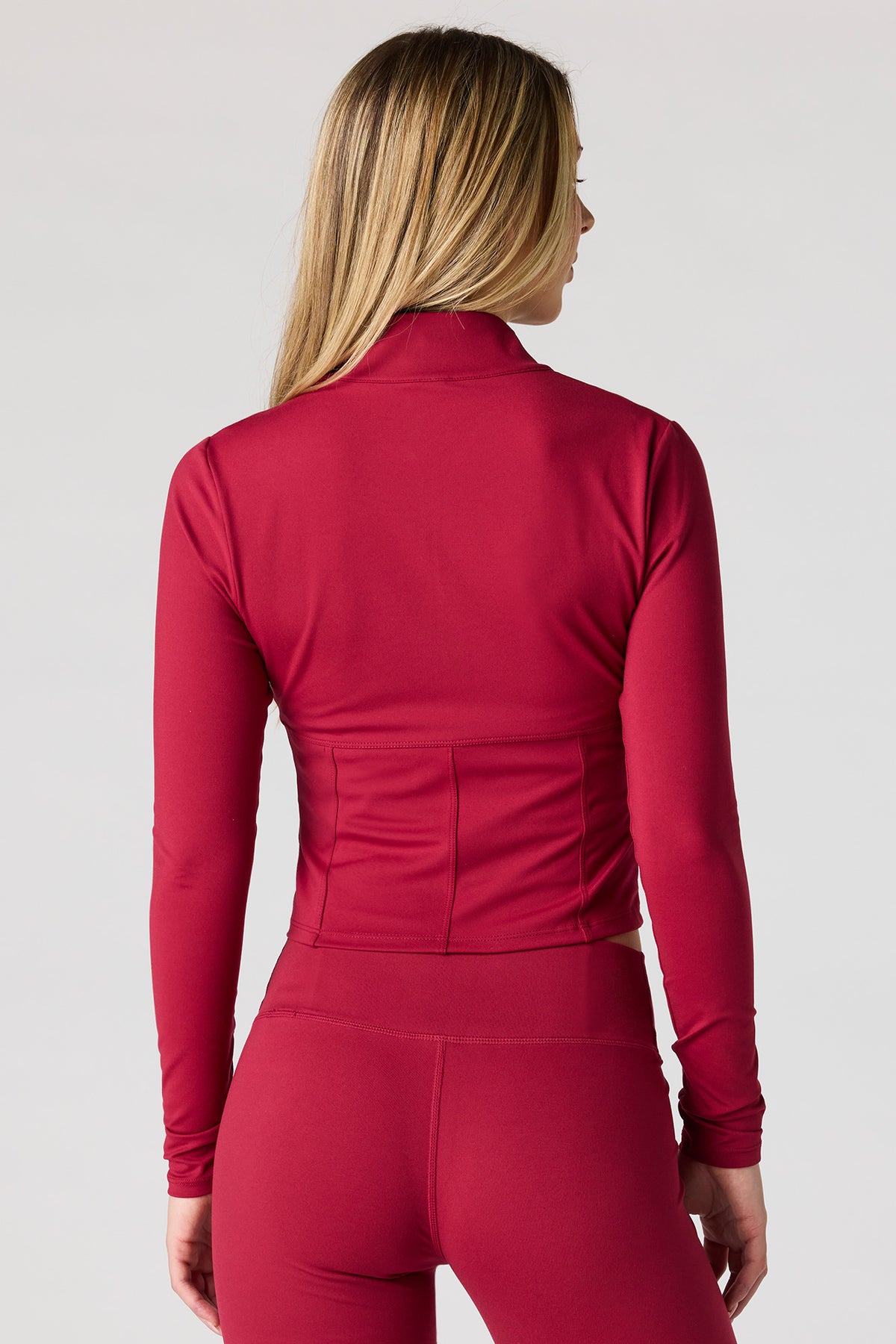 Alt View 2. U/A 2-Way Zip Corset Jacket - Red