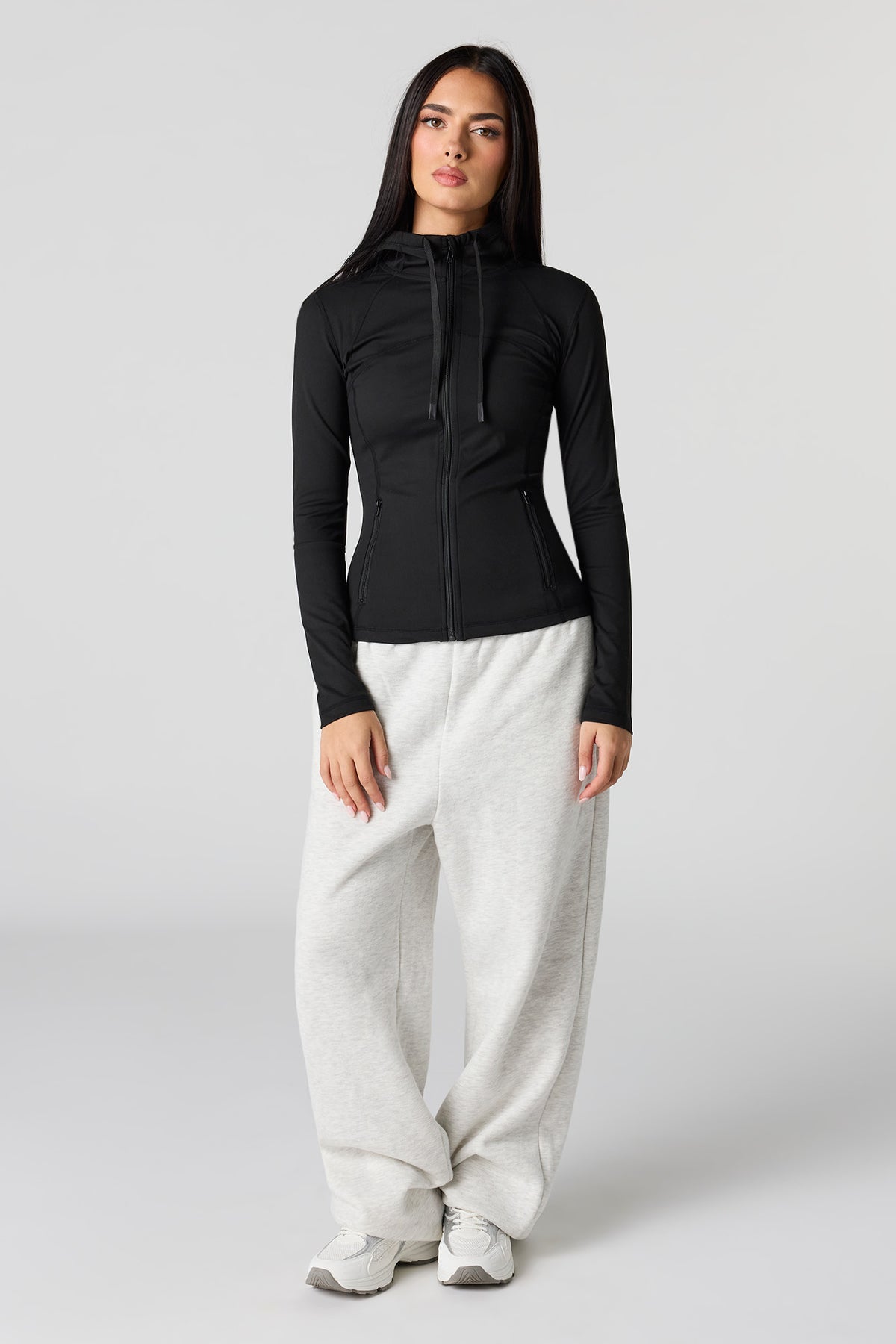 Alt View 3. Active High Density Zip-Up Hoodie - Black