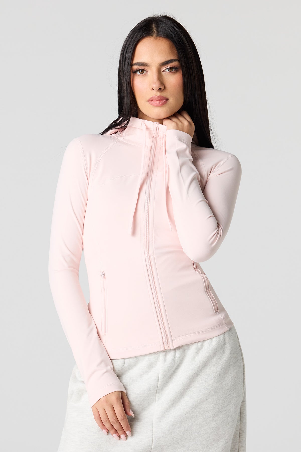 Active High Density Zip-Up Hoodie - Light Pink