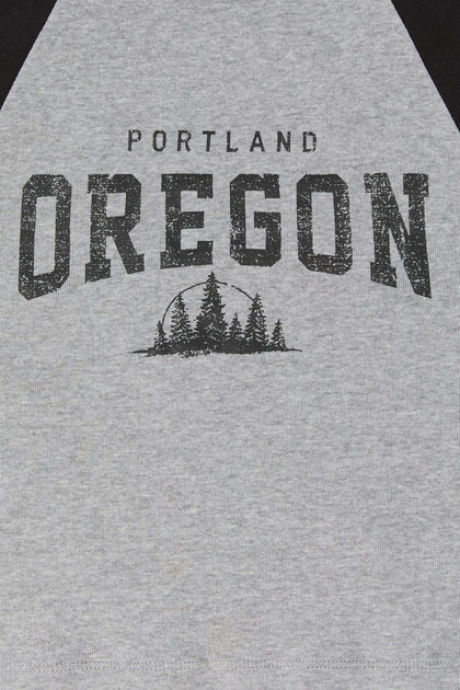 T-shirt raglan ultracourt à imprimé Oregon