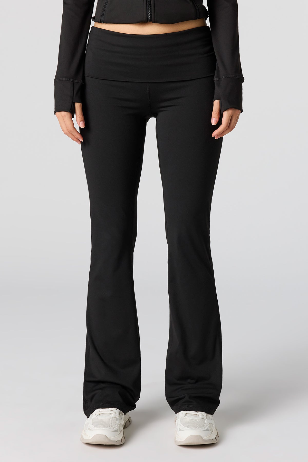 Alt View 2. Active Foldover Waist Flare Legging - Black