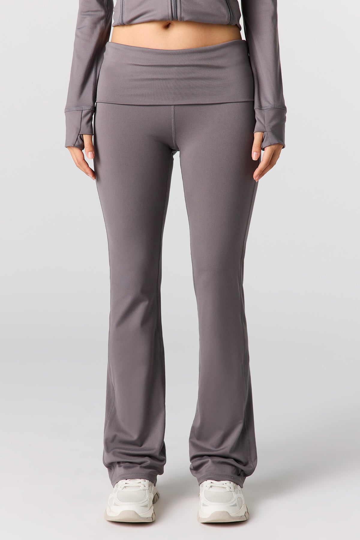 Alt View 2. Active Foldover Waist Flare Legging - Dark Grey