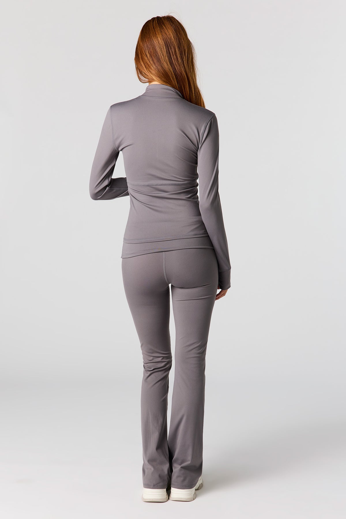 Alt View 3. Active Foldover Waist Flare Legging - Dark Grey