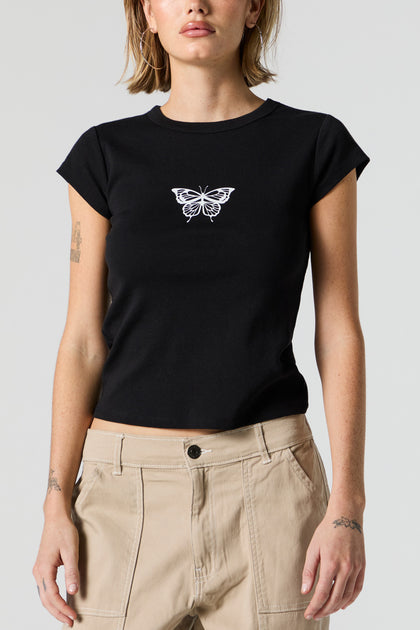 Butterfly Graphic Fitted T-Shirt