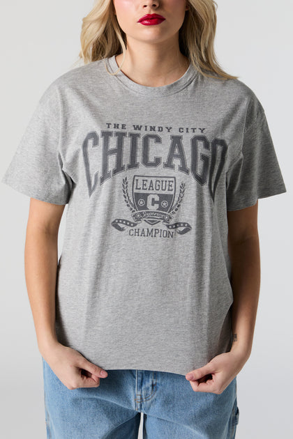 T-shirt de coupe garçonne à imprimé Chicago