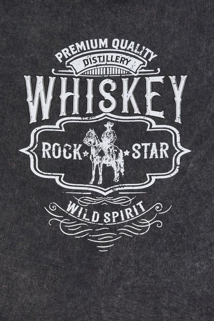 T-shirt délavé à imprimé Whiskey