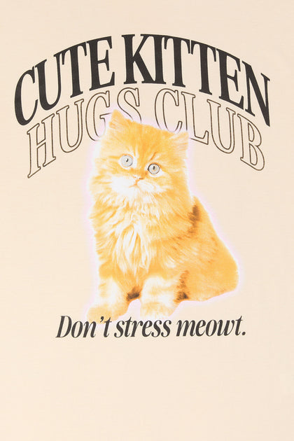 T-shirt de coupe garçonne à imprimé Cute Kitten Club