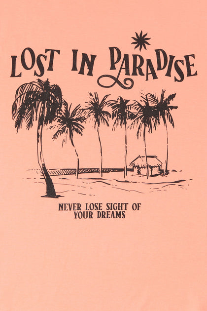 T-shirt de coupe garçonne à imprimé Lost In Paradise