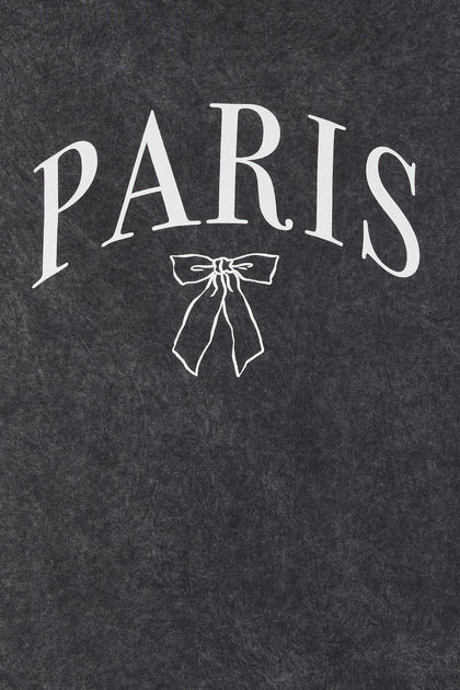 T-shirt de coupe garçonne délavé à imprimé Paris