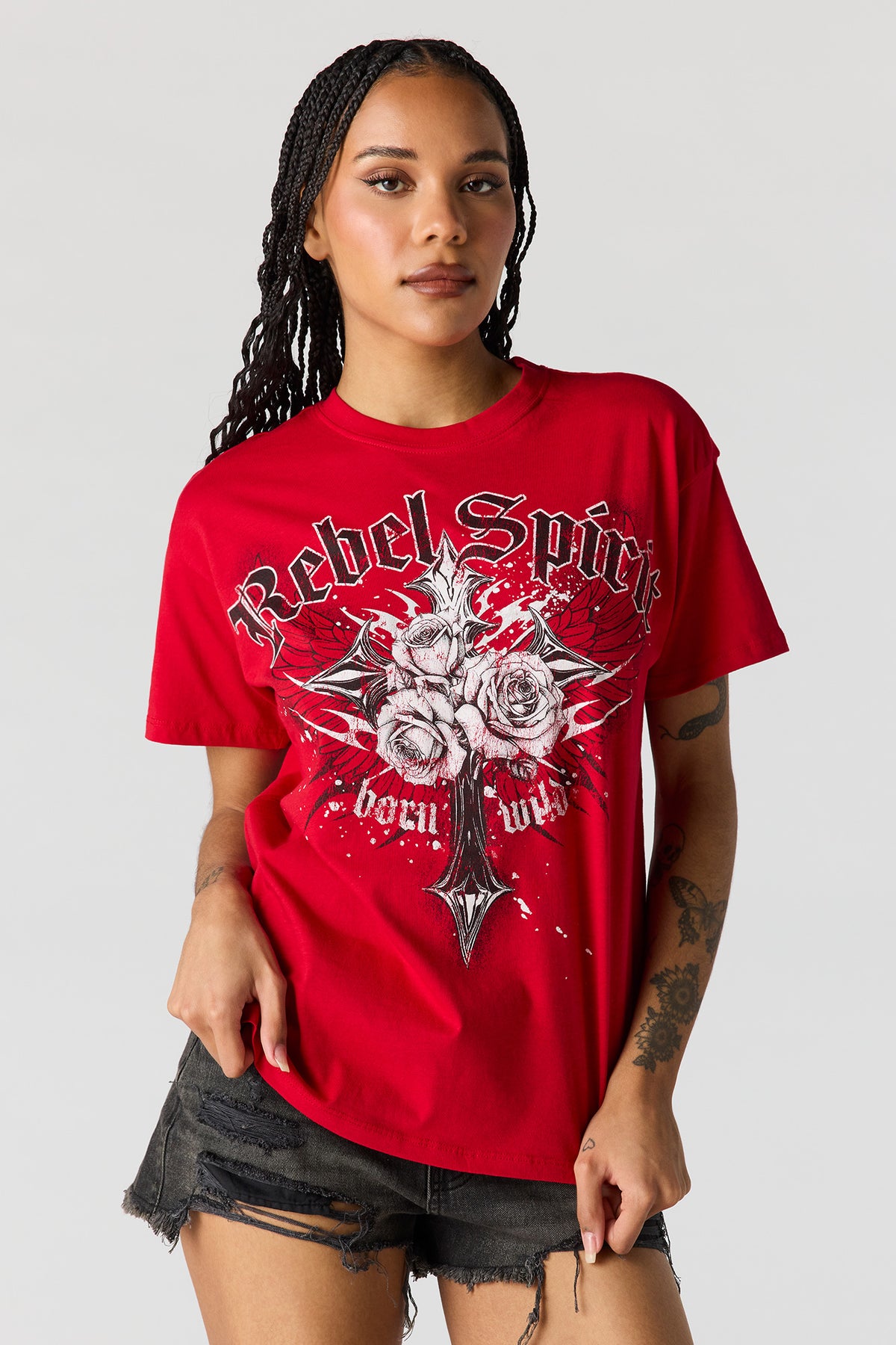T-shirt de coupe garçonne à imprimé Rebel