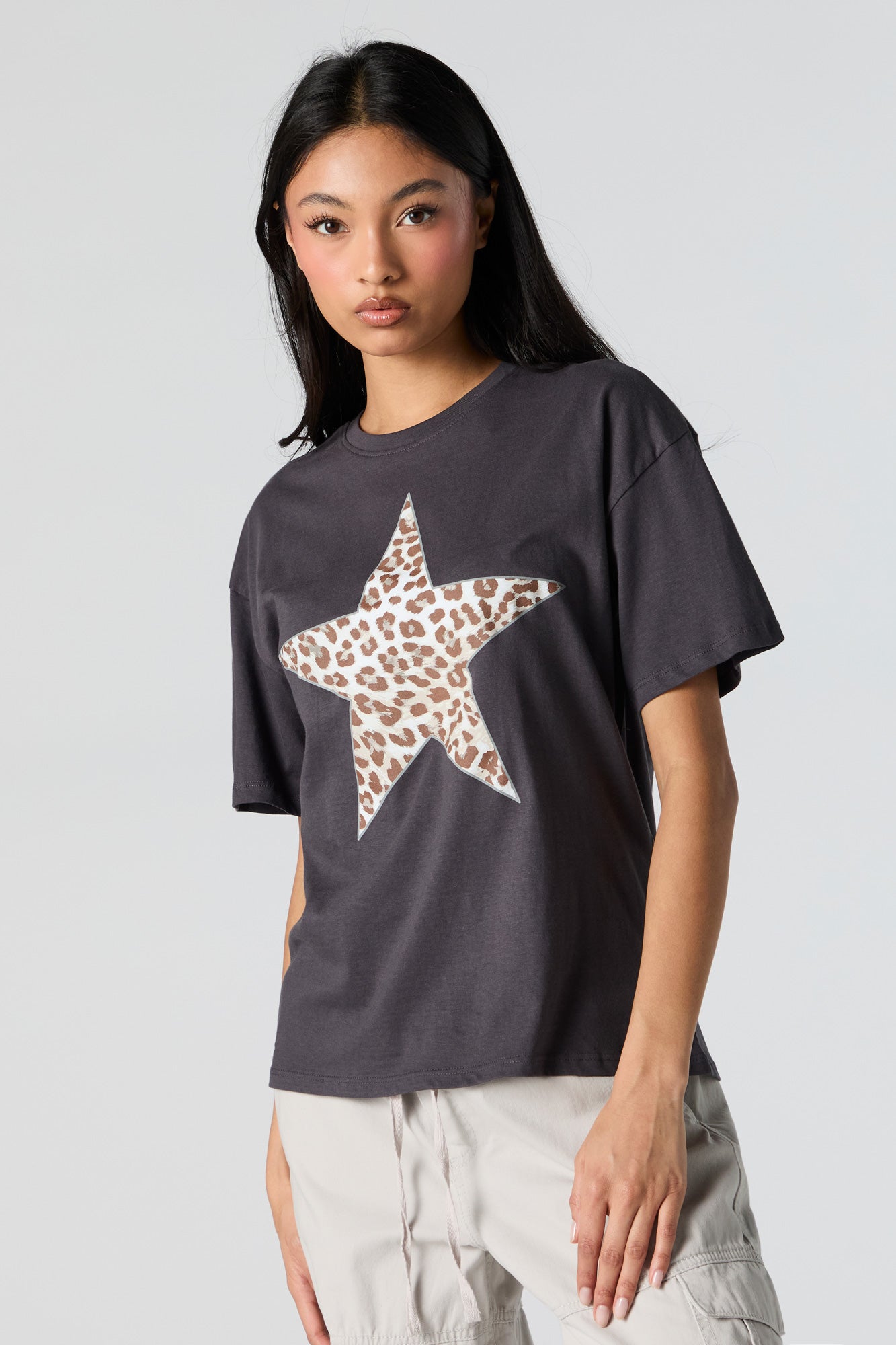 Cheetah Star Graphic Boyfriend T-Shirt