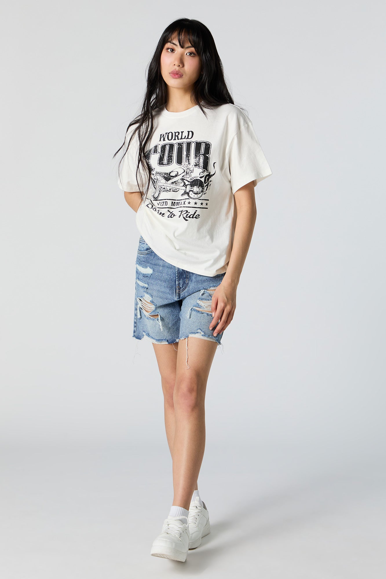 Born To Ride Graphic Boyfriend T-Shirt