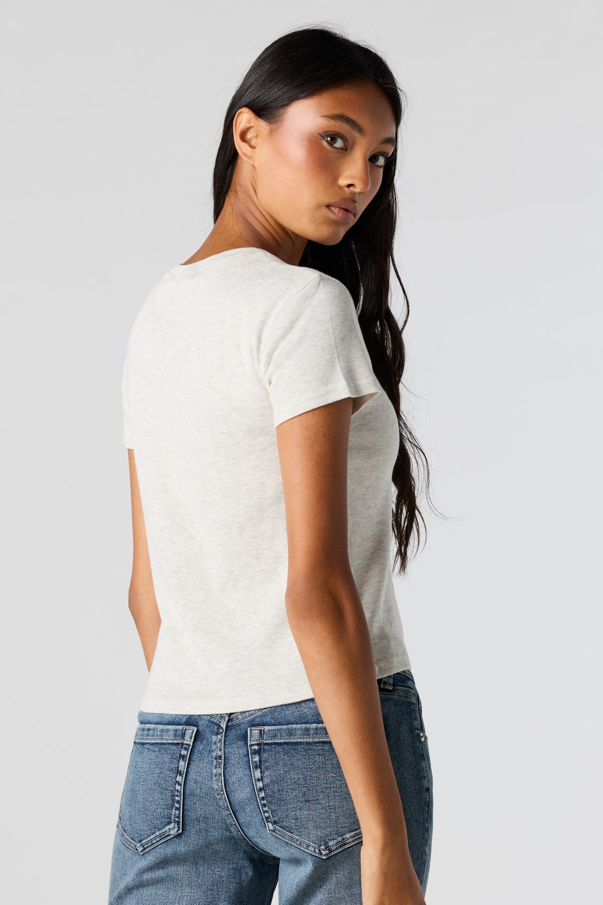 Alt View 2. Graphic Ribbed T-Shirt - Heather Grey