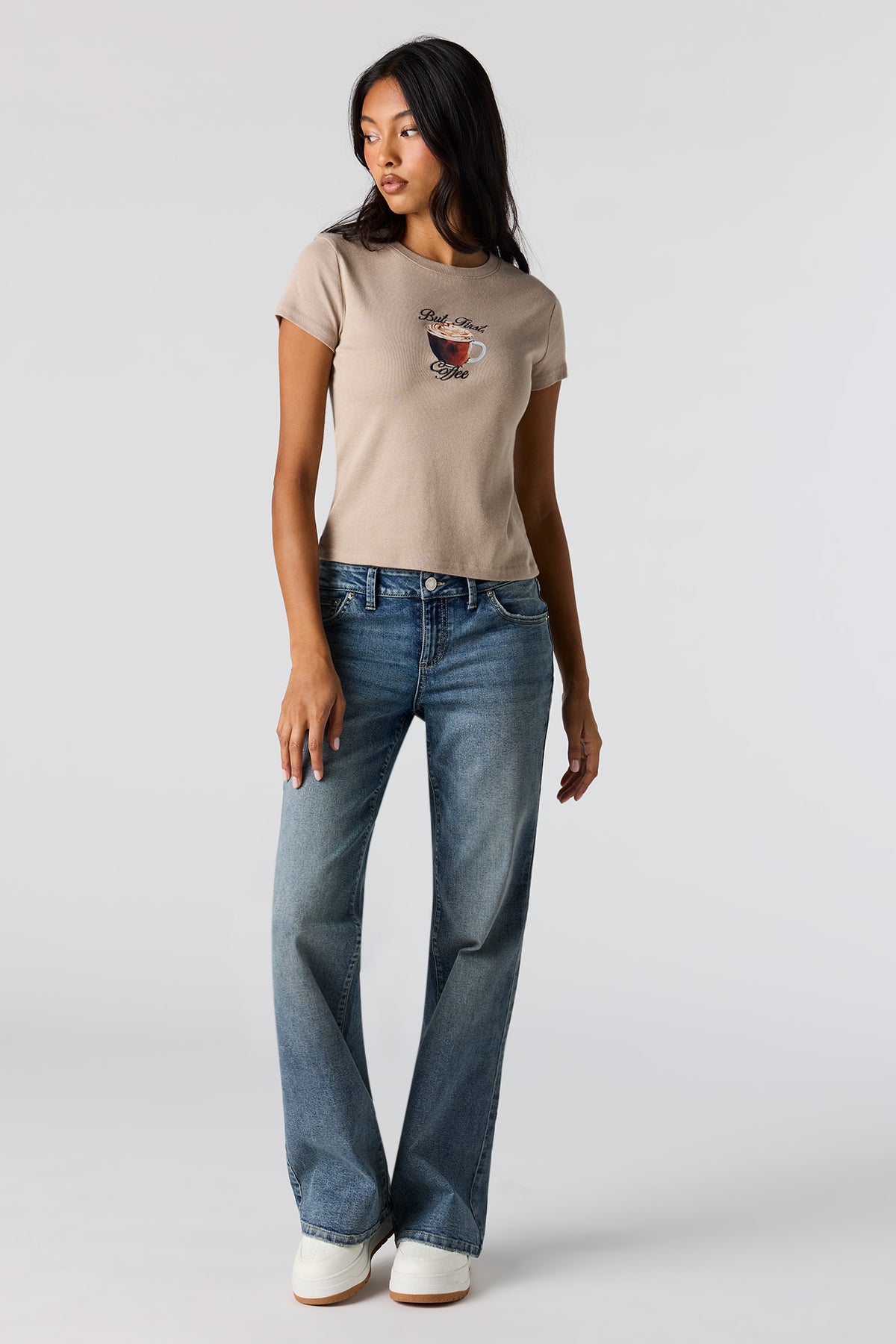 Alt View 3. Graphic Ribbed T-Shirt - Taupe