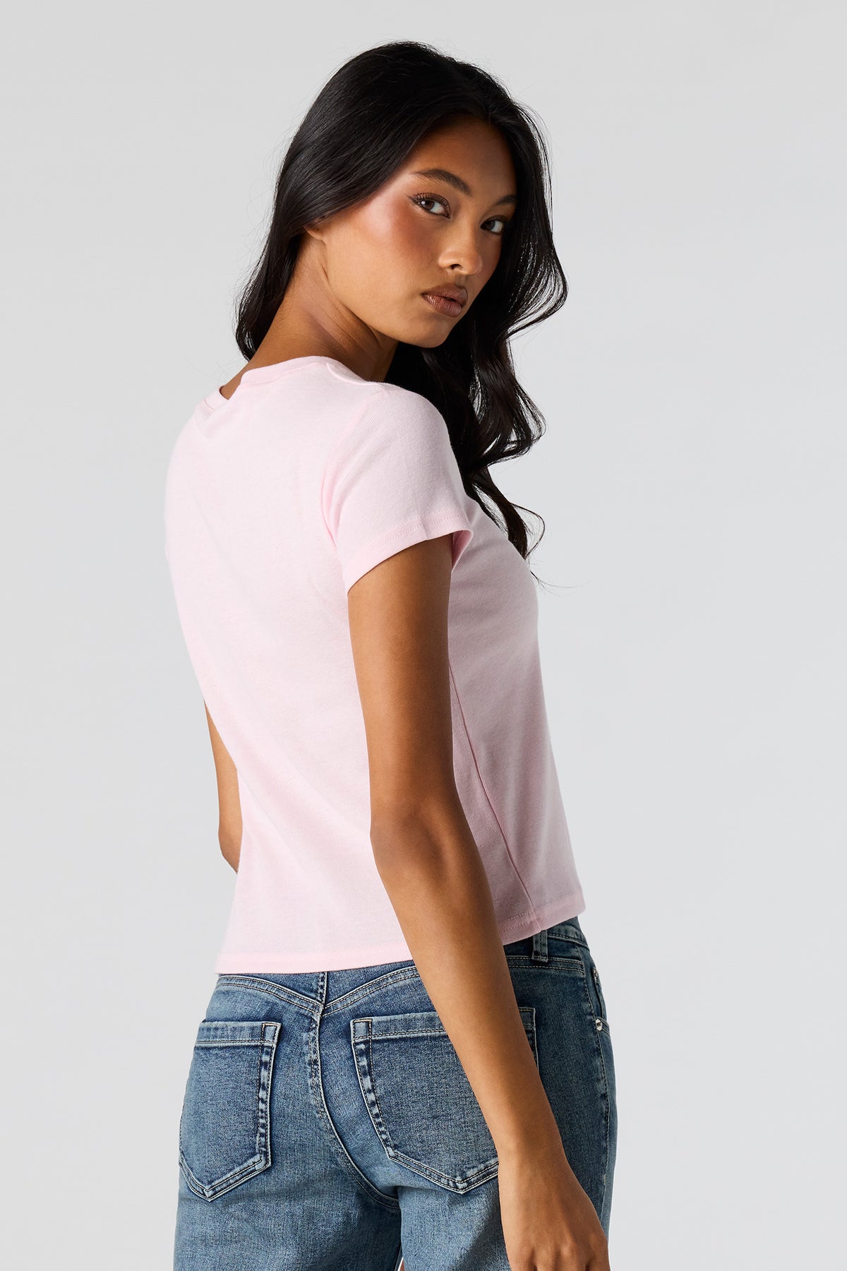 Alt View 2. Graphic Ribbed T-Shirt - Light Pink
