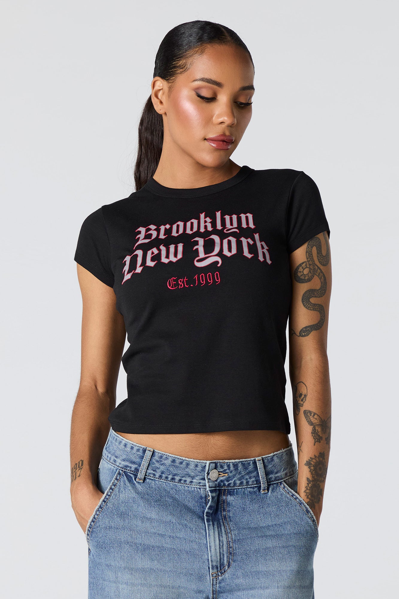 T-shirt ajusté avec motif brodé Brooklyn 1999