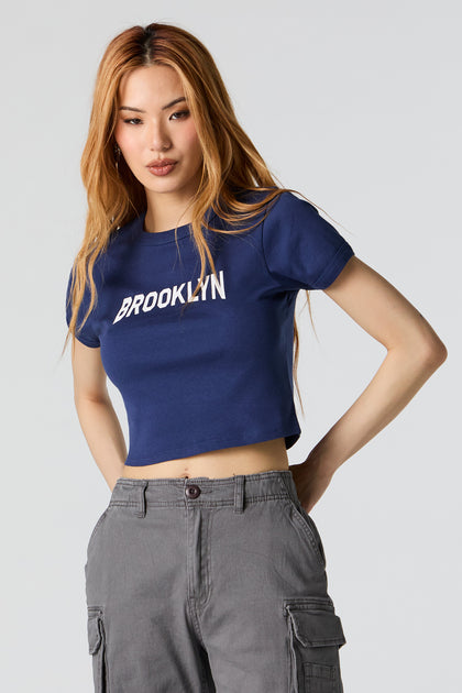 T-shirt ultracourt à imprimé Brooklyn