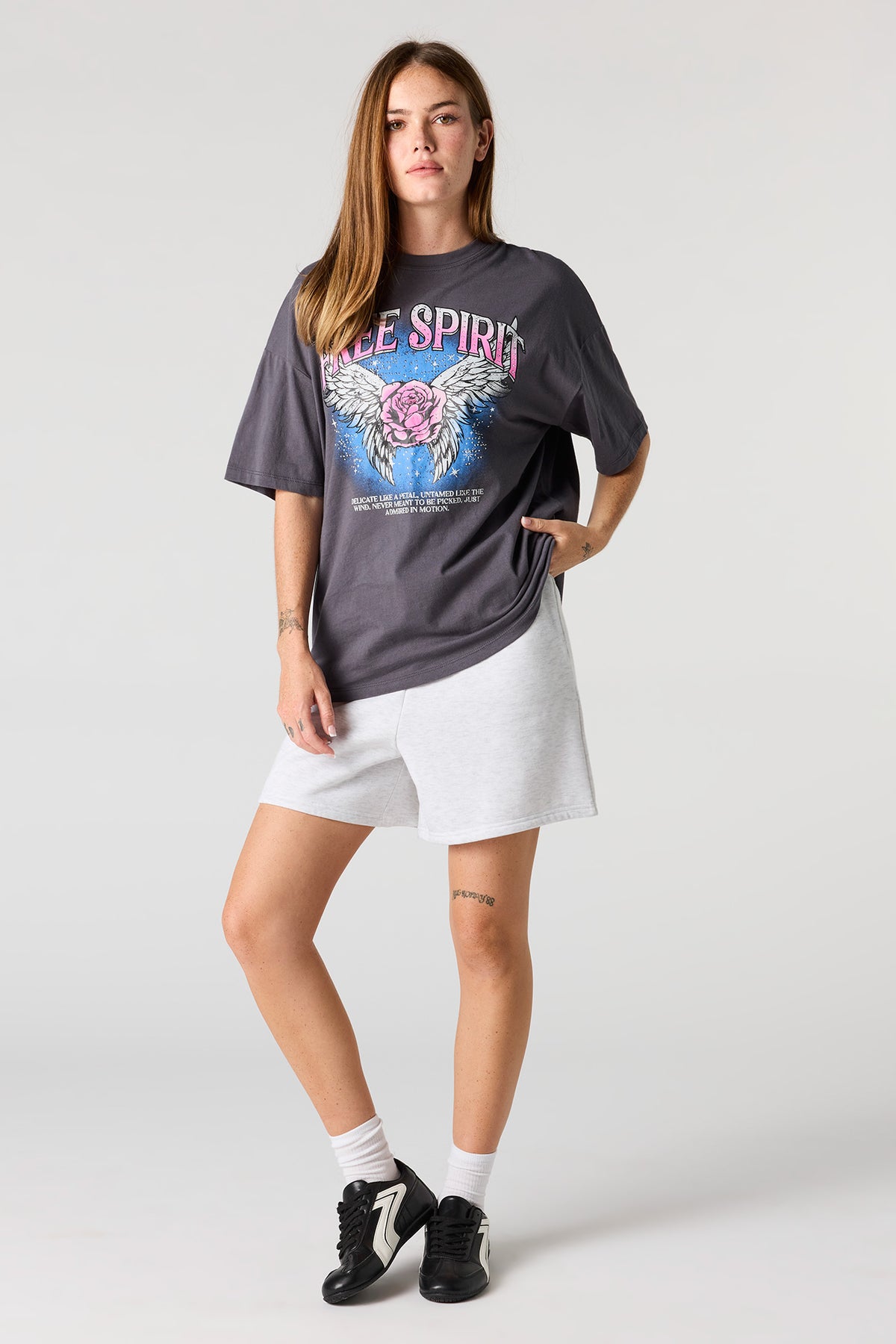 Alt View 4. Graphic Oversized Boyfriend T-Shirt - Dark Grey