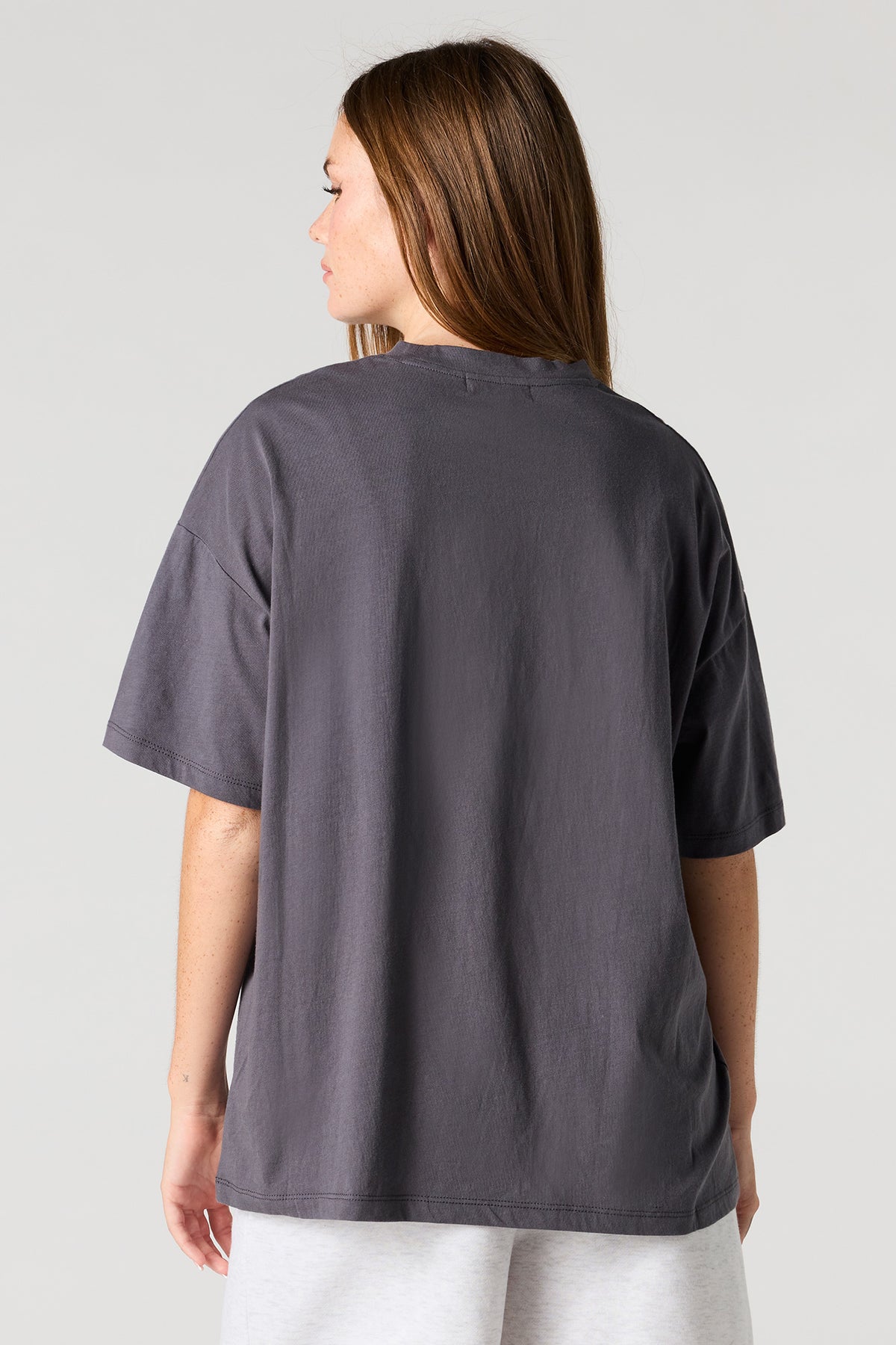 Alt View 2. Graphic Oversized Boyfriend T-Shirt - Dark Grey