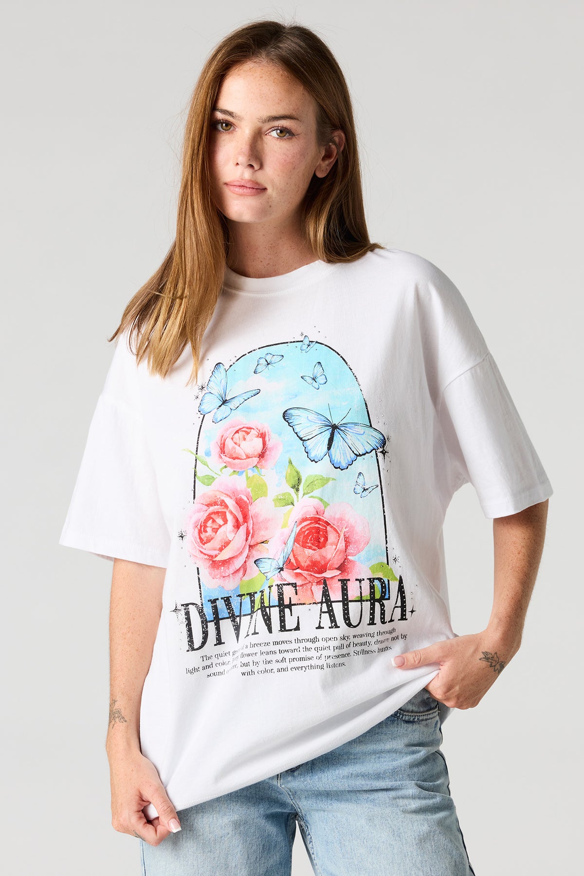 Graphic Oversized Boyfriend T-Shirt - White