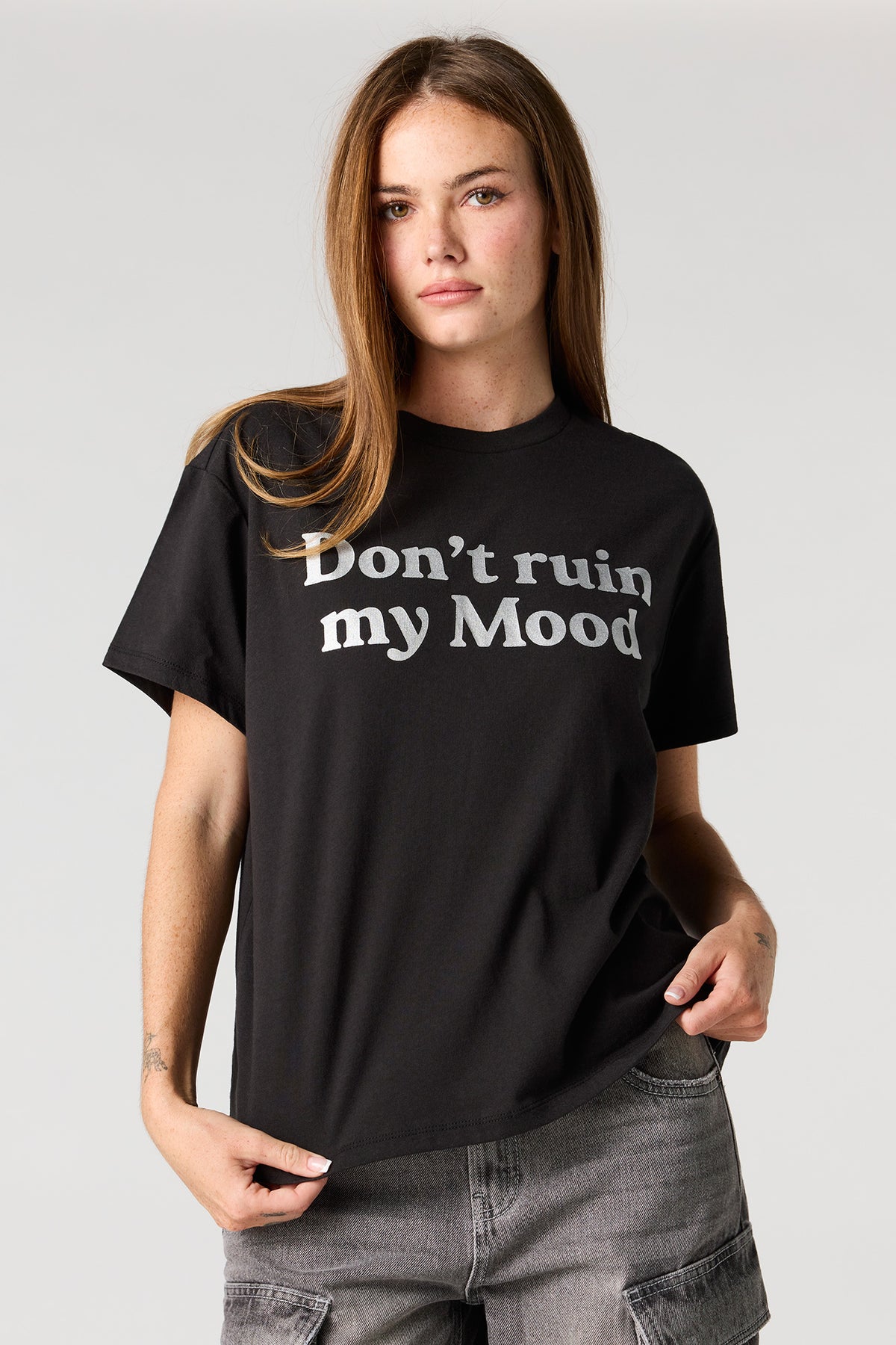 Graphic Boxy Boyfriend T-Shirt - Black