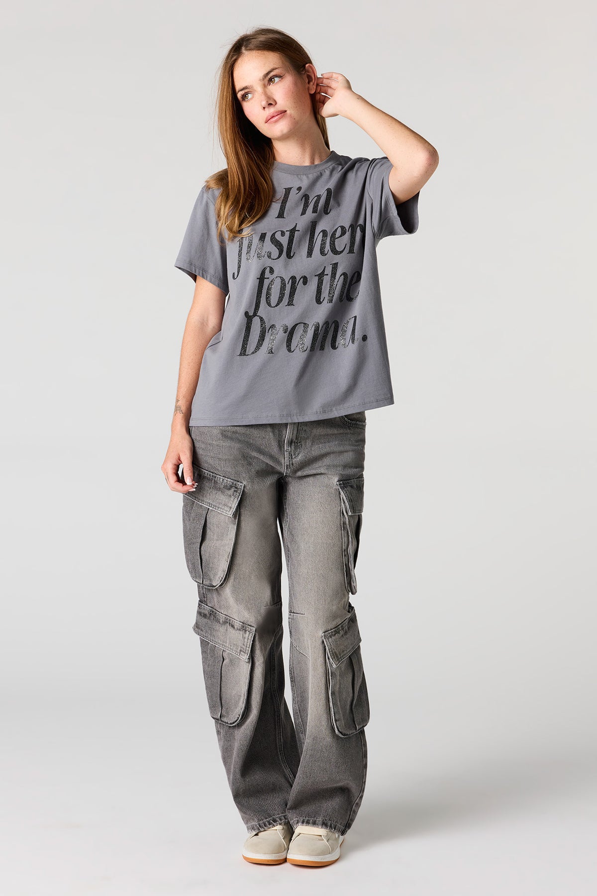 Alt View 3. Graphic Boxy Boyfriend T-Shirt - Heather Grey