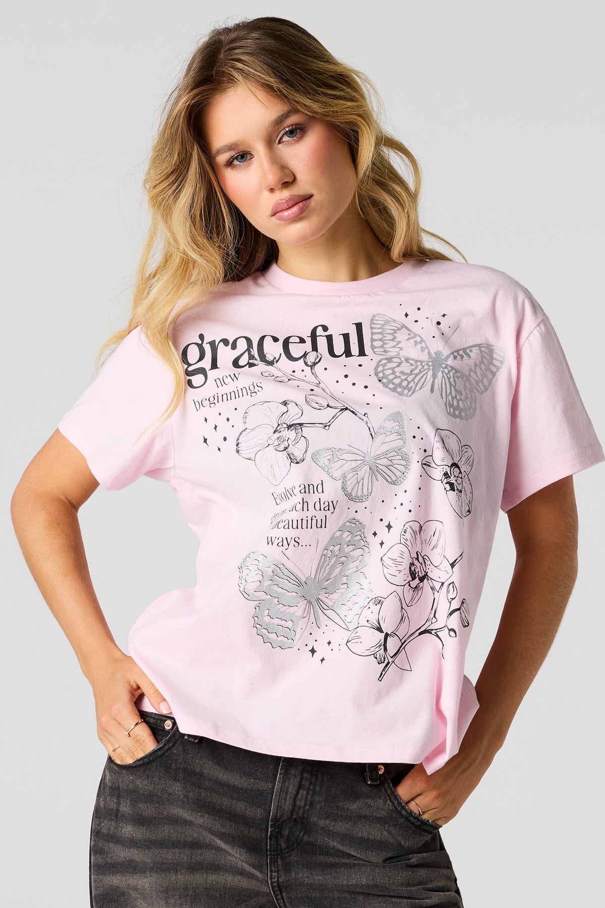 T-shirt de coupe garçonne carré à imprimé Mystic