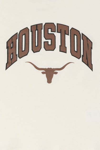 T-shirt ultracourt à liséré contrastant avec imprimé Houston