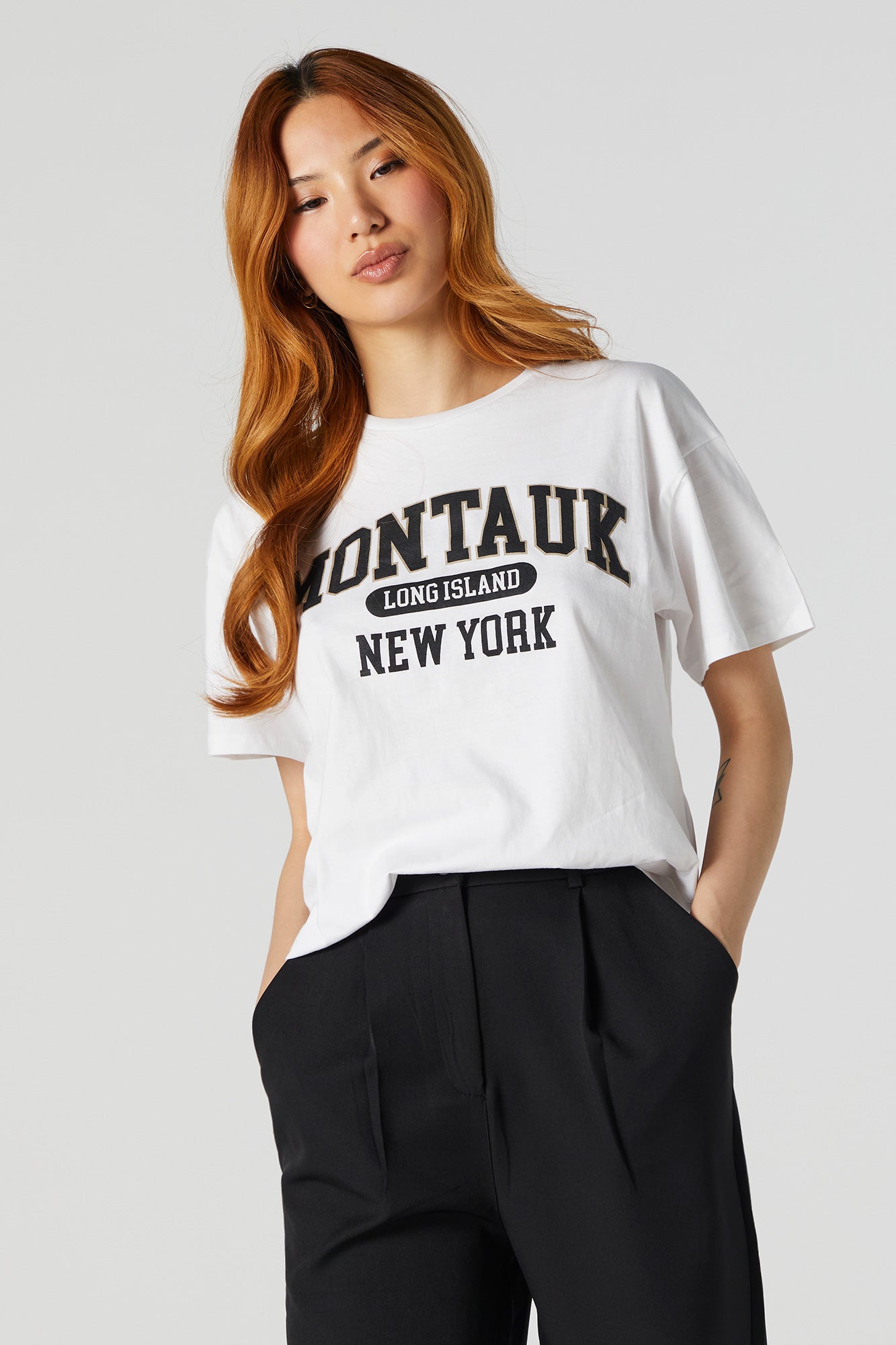 Montauk Long Island Varsity Graphic Boyfriend T-Shirt