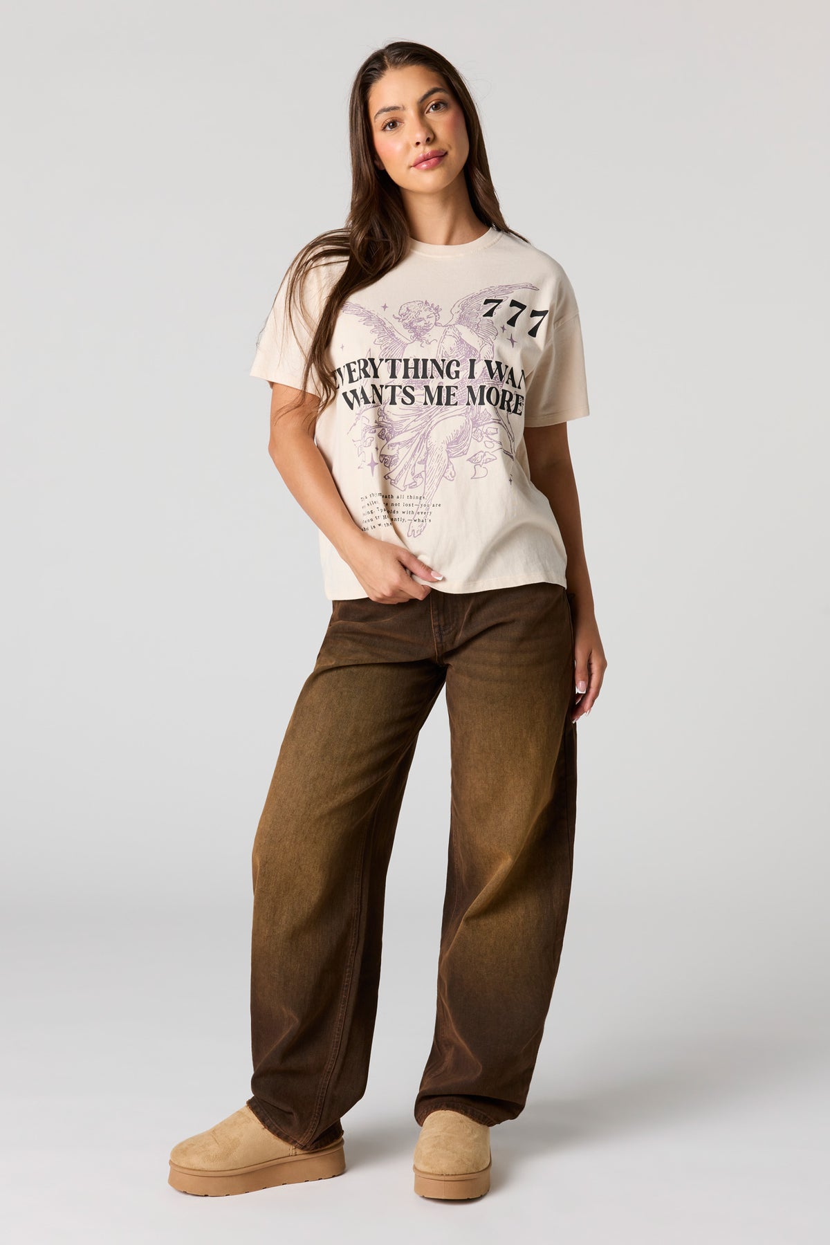 Vue alternative 3. T-shirt de coupe garçonne délavé à imprimé Cosmic