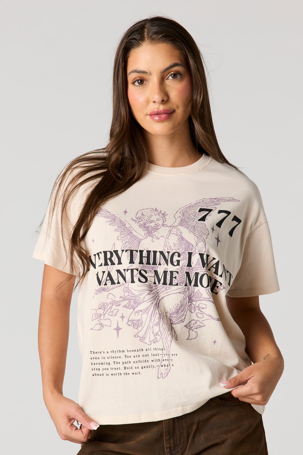 T-shirt de coupe garçonne délavé à imprimé Cosmic