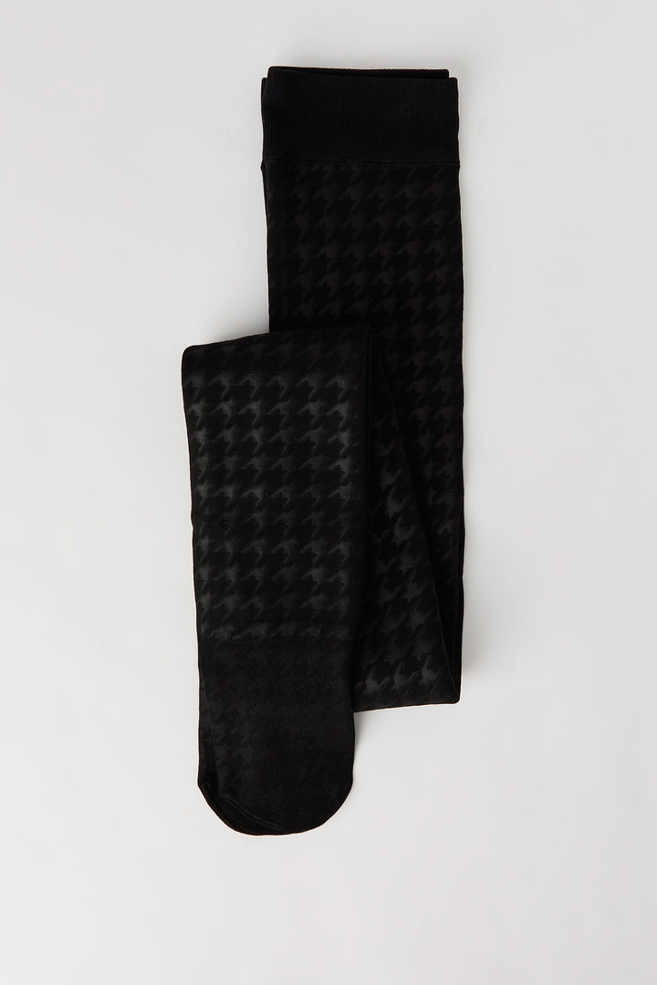 Houndstooth Faux Fur Lined Tights