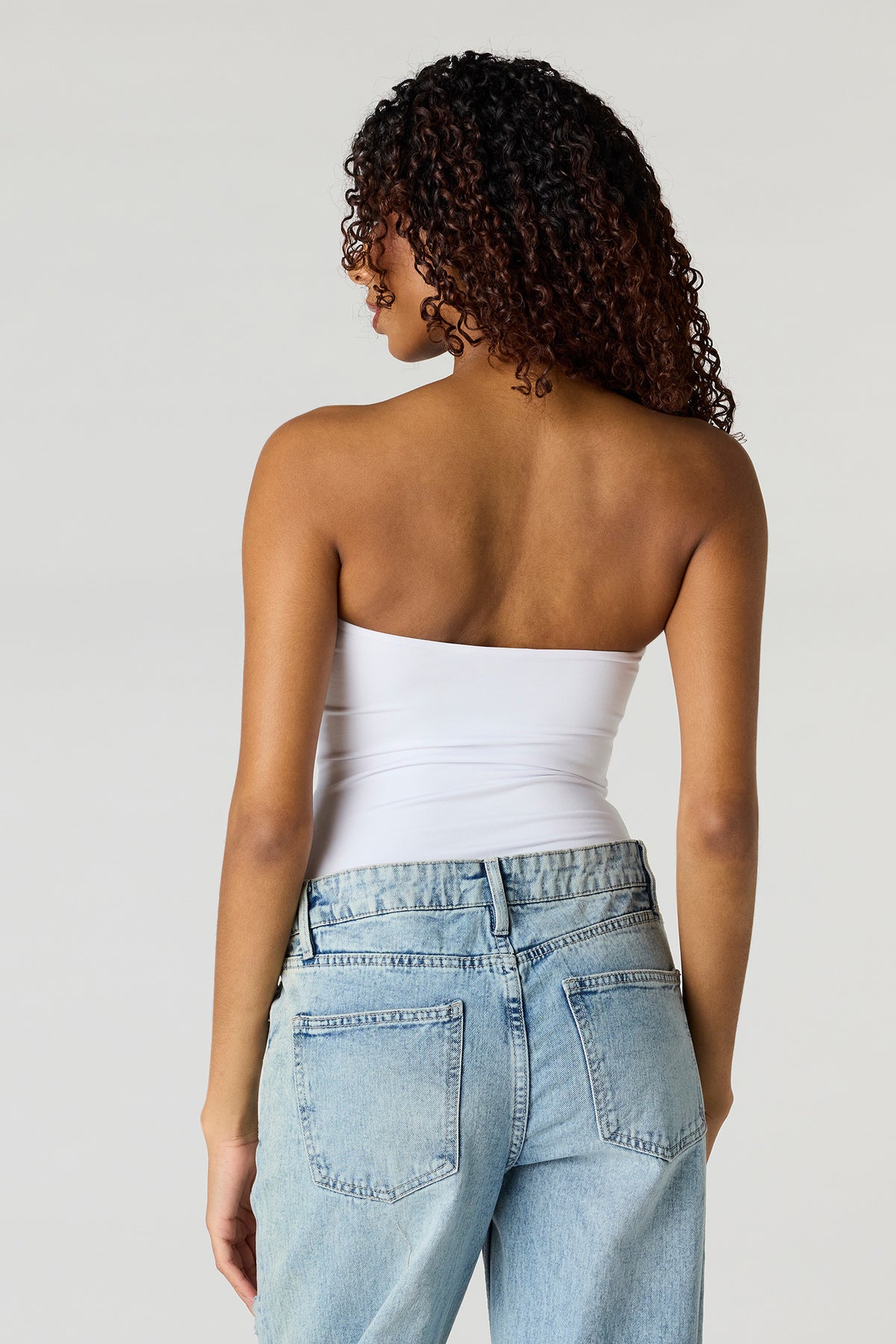 Alt View 2. Contour Cinched Tube Bodysuit - White