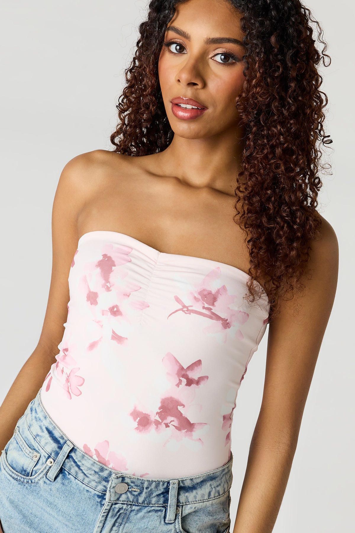 Contour Cinched Tube Bodysuit - Light Pink