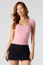 Contour Ribbed Square Neck T-Shirt Bodysuit