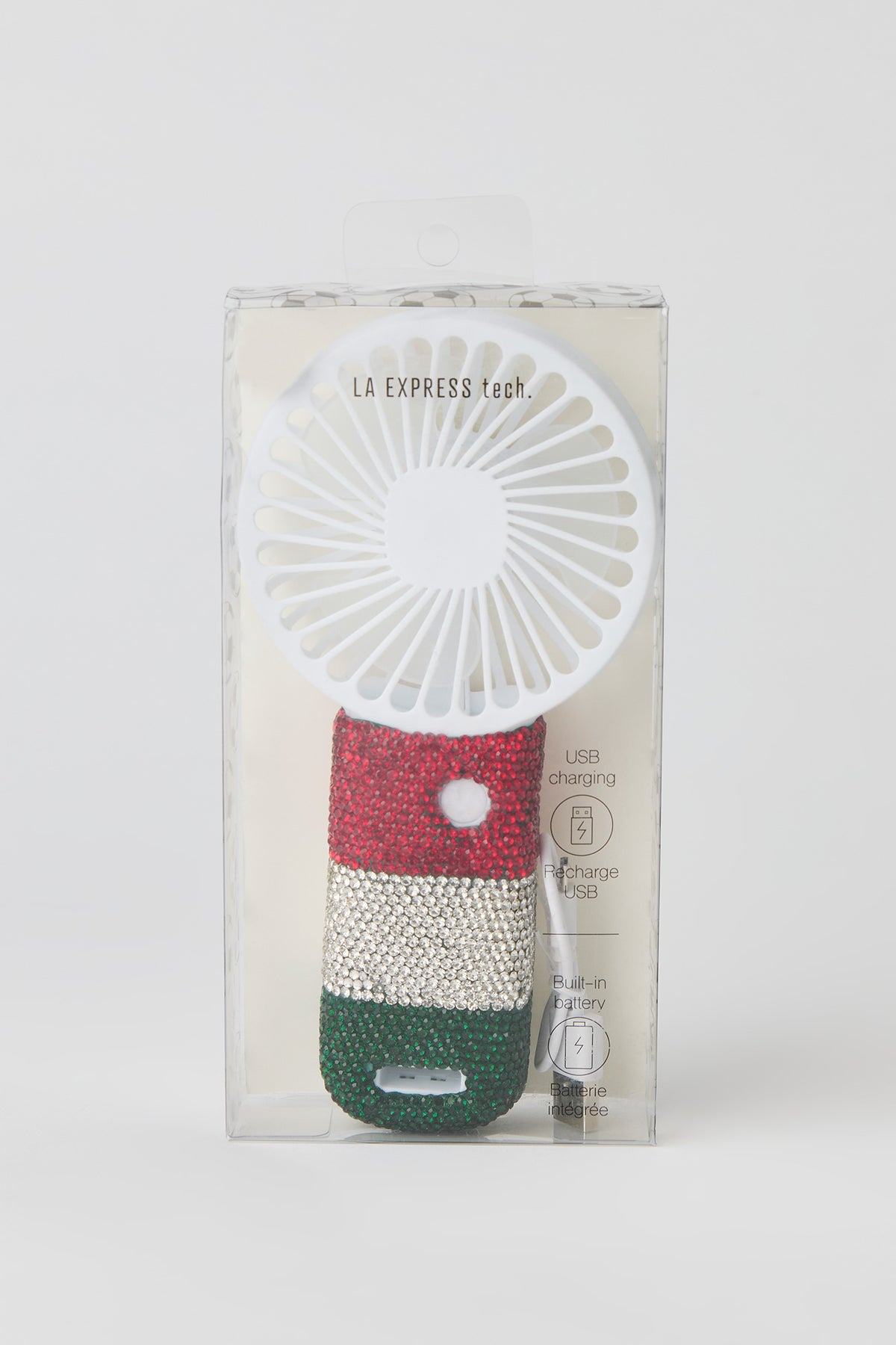 Vue alternative 2. Miniventilateur portatif à imprimé Mexique avec pierres du Rhin
