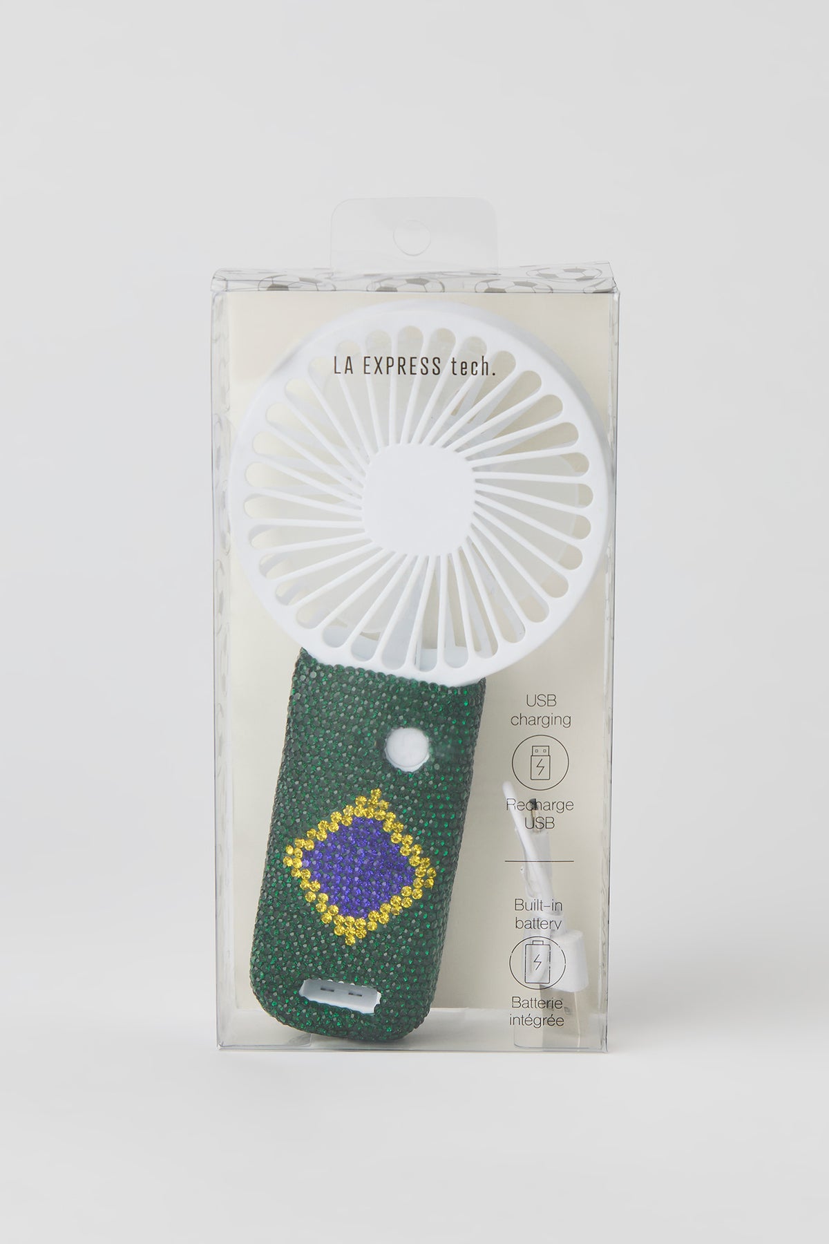 Alt View 2. Brazil Rhinestone Handheld Mini Fan - Yellow