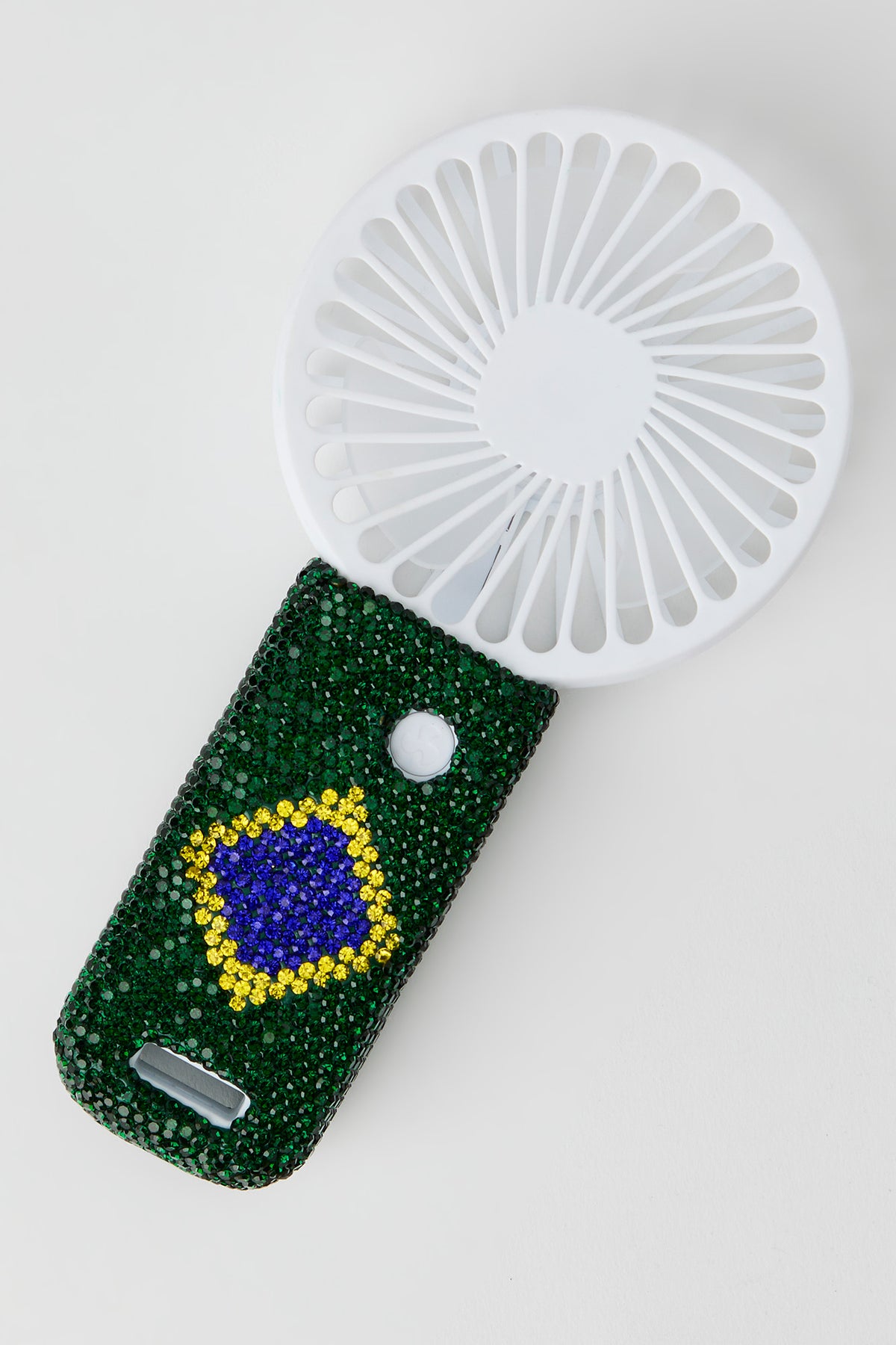 Brazil Rhinestone Handheld Mini Fan - Yellow