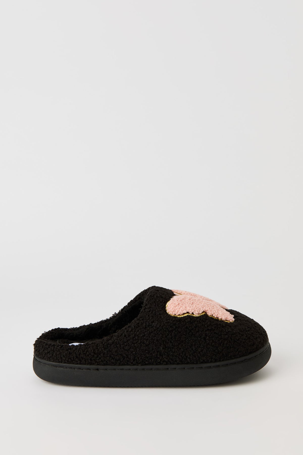 Vue alternative 2. Pantoufles en Sherpa avec motif brodé Papillon