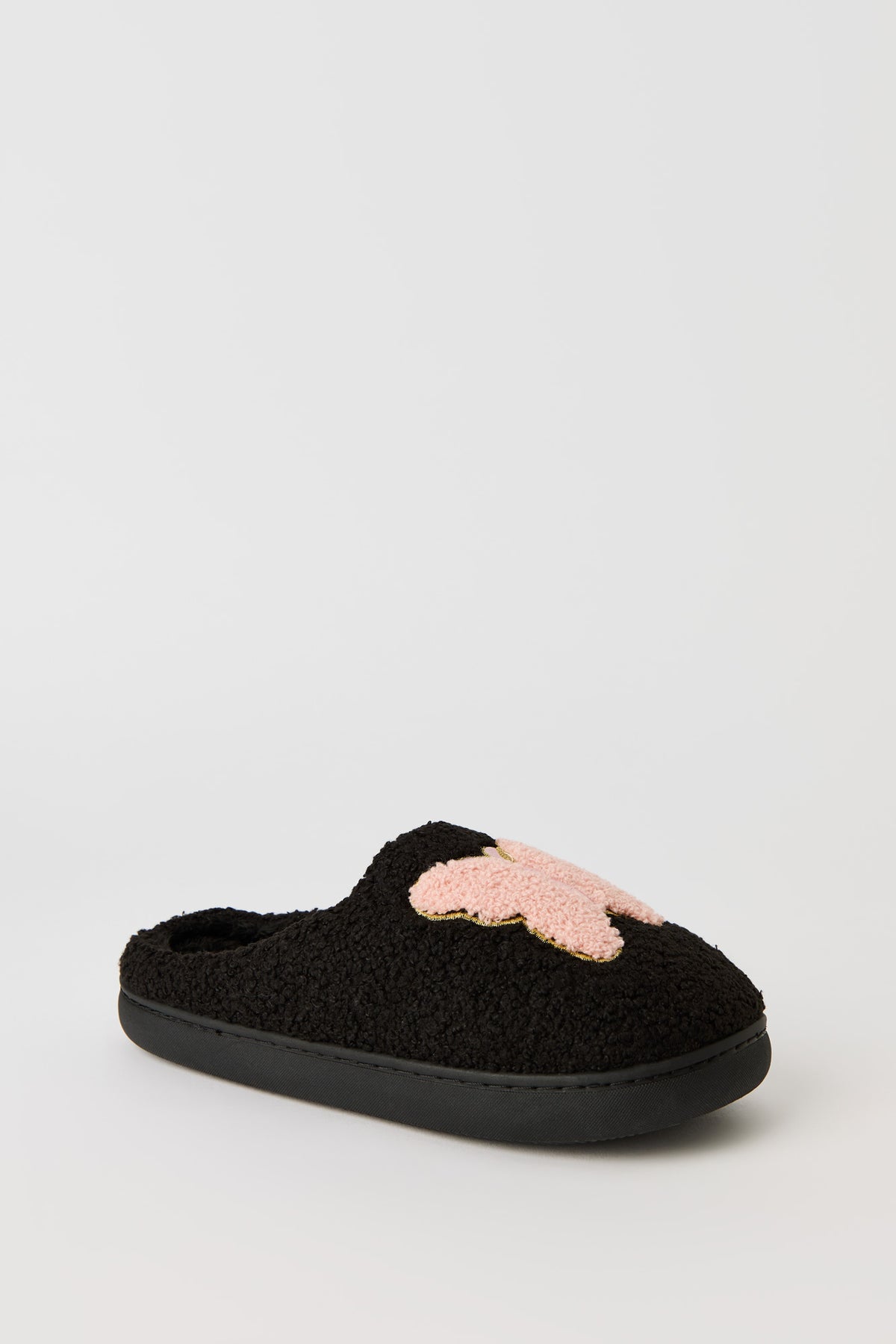 Vue alternative 3. Pantoufles en Sherpa avec motif brodé Papillon