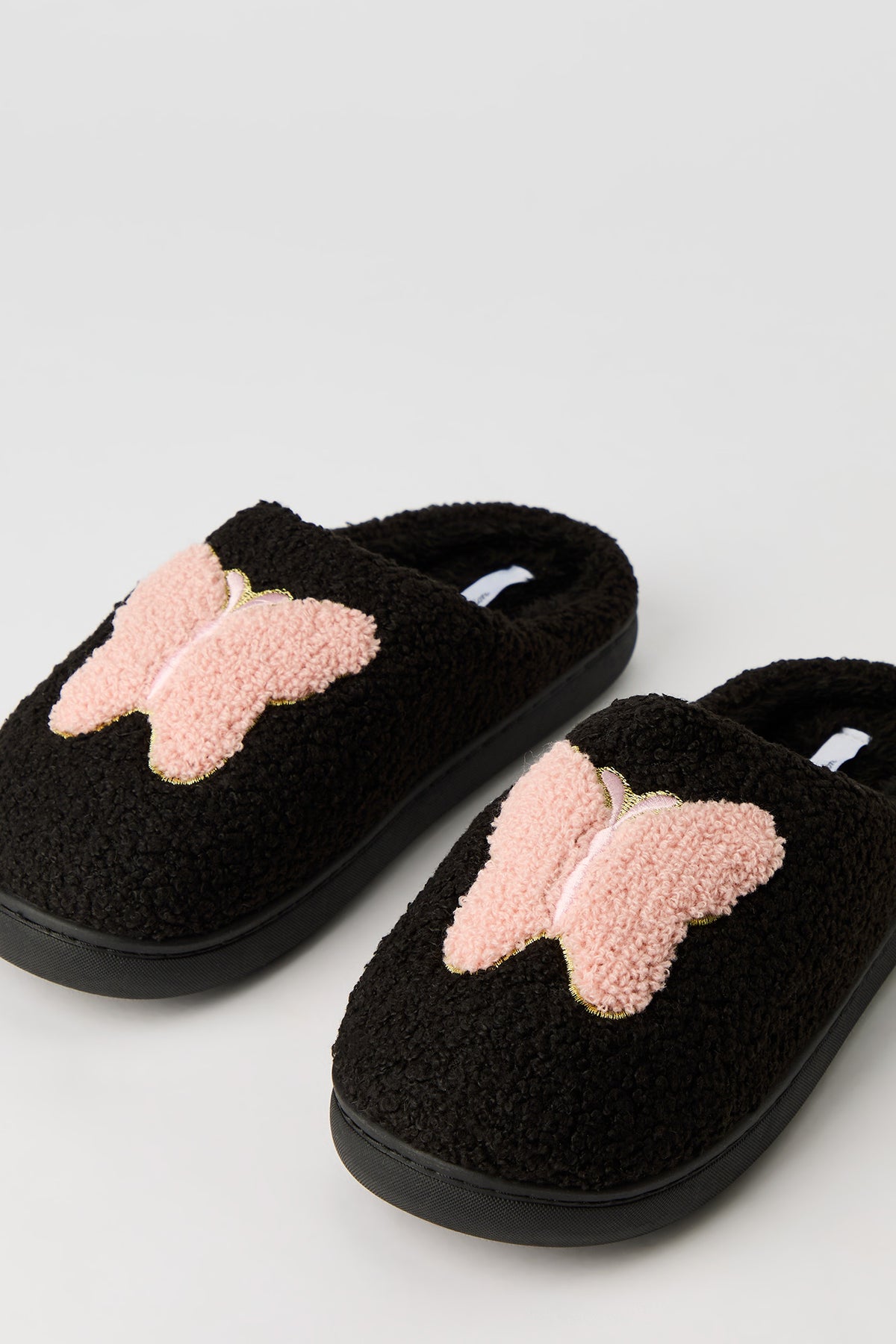 Pantoufles en Sherpa avec motif brodé Papillon