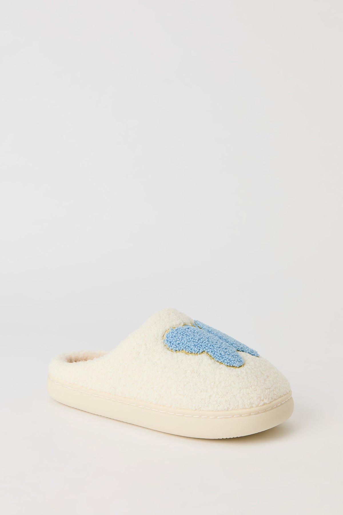 Vue alternative 3. Pantoufles en Sherpa avec motif brodé Papillon