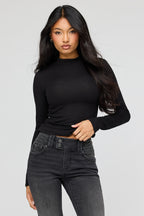 Ribbed Mock Neck Long Sleeve Top