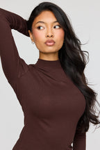 Ribbed Mock Neck Long Sleeve Top