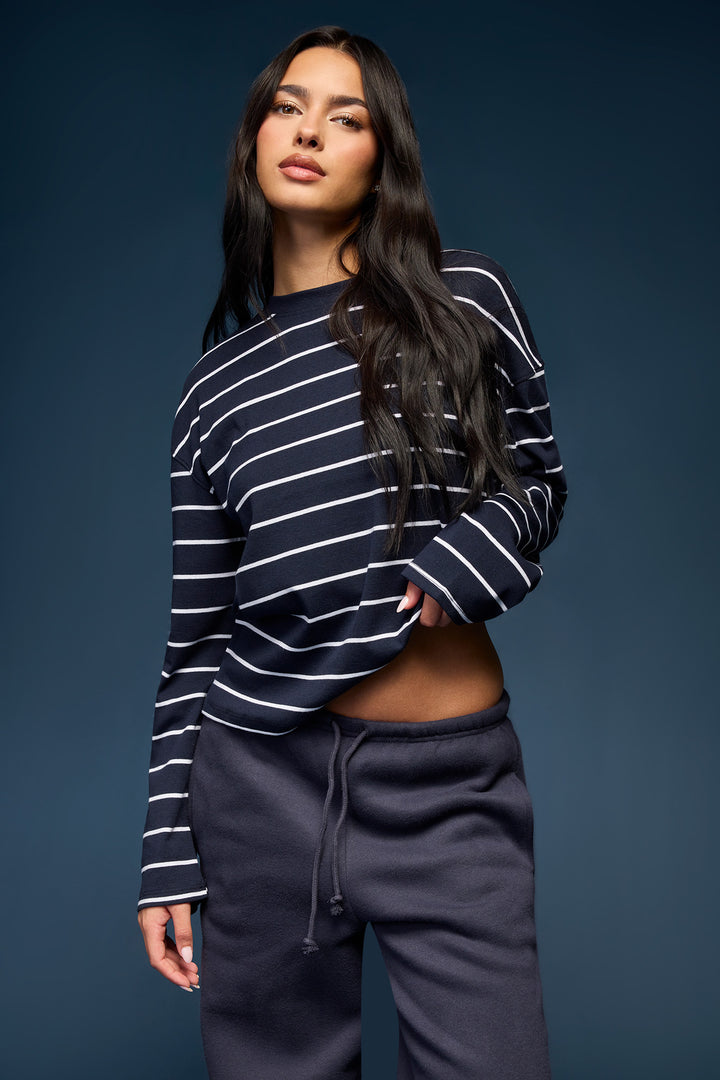 Haut côtelé à manches longues